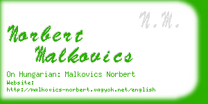 norbert malkovics business card